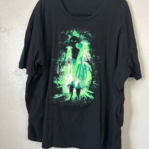Oversized Black T-Shirt with Green Alien Design